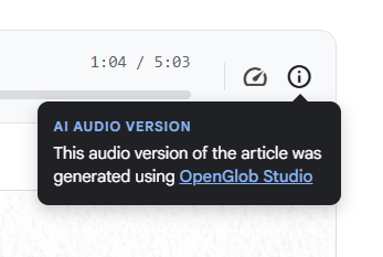 Audio generated with OpenGlob Studio tooltip